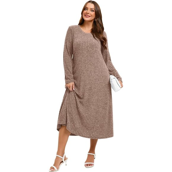 Plus Size Sweater Dress Maxi Fall Winter Casual Formal Dress - Picture 2 of 6